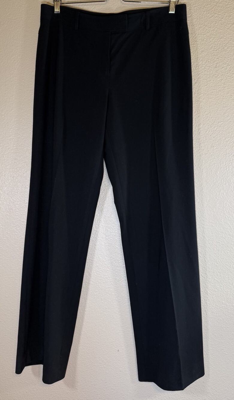 Lafayette 148 New York Women’s 8 Black Wool Blend Flat Front Dress Pants